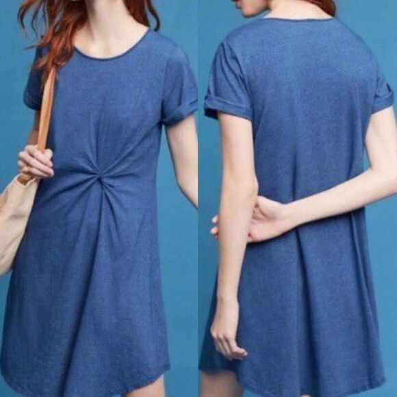 ANTHROPOLOGIE Holding Horses Blue Twisted Dress S - Picture 1 of 10